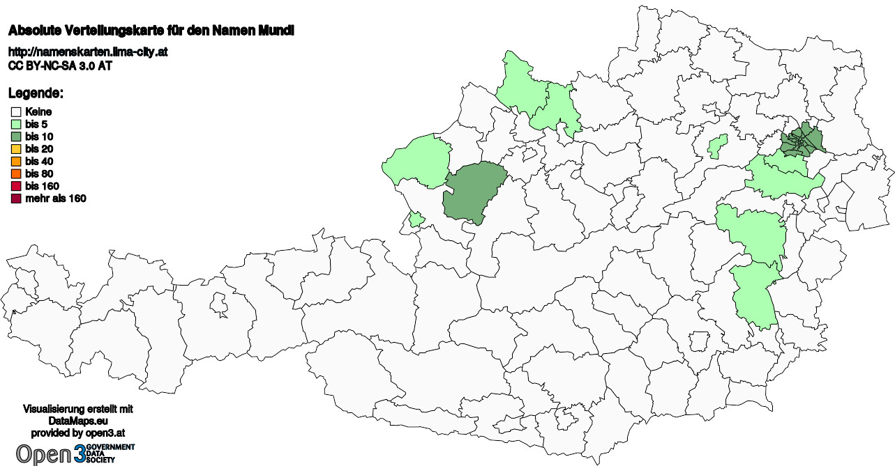 Absolute Verteilungskarten Nachnamen Mundl