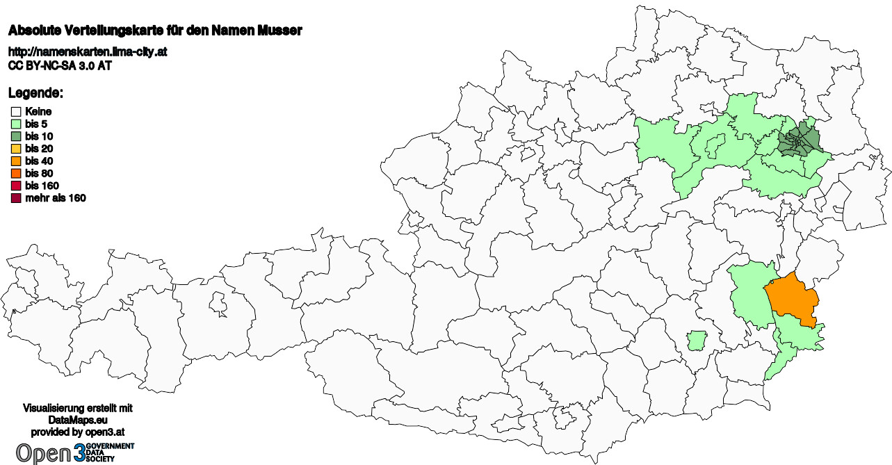 Absolute Verteilungskarten Nachnamen Musser