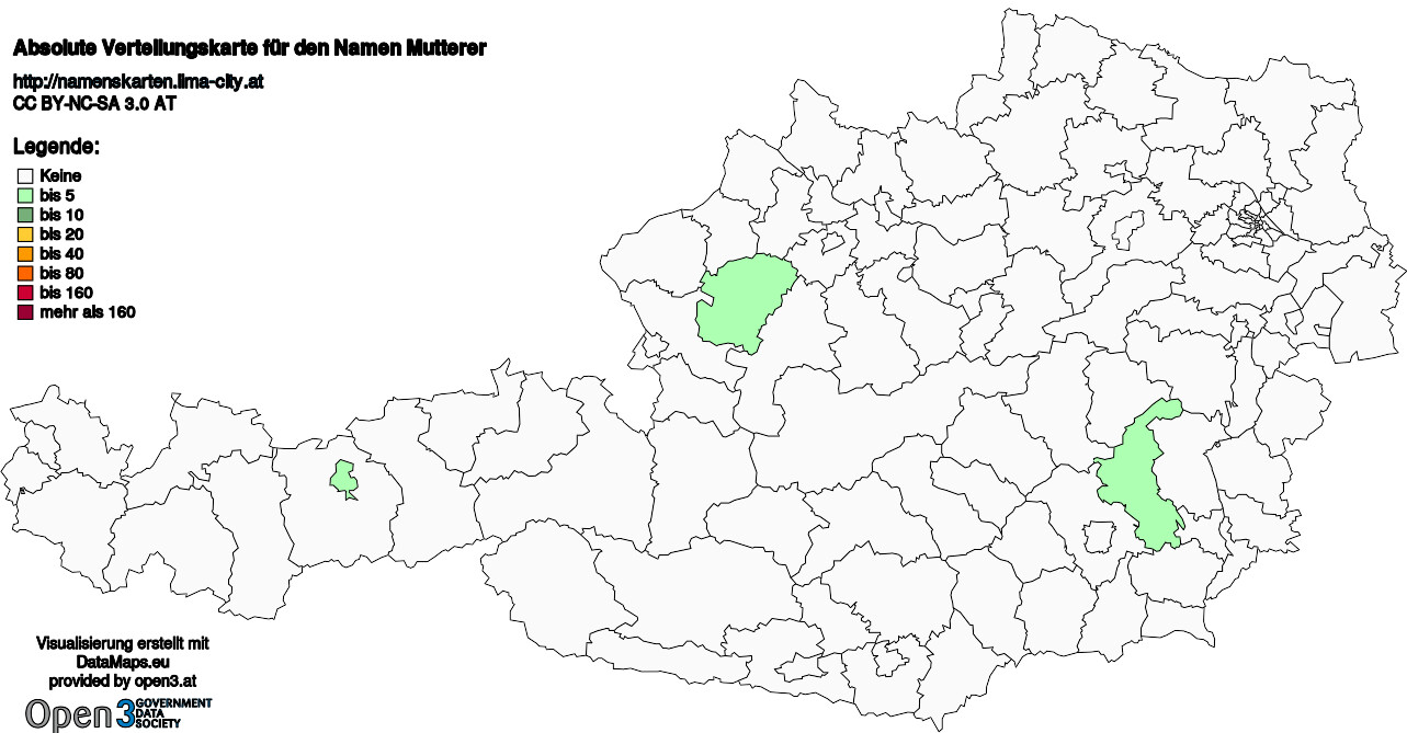 Absolute Verteilungskarten Nachnamen Mutterer