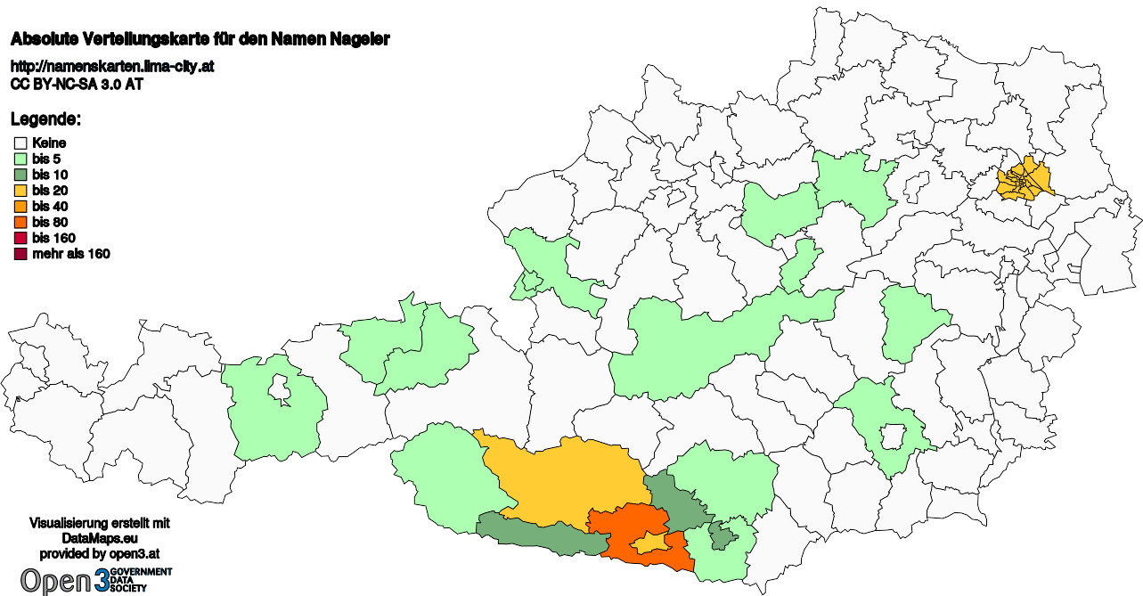 Absolute Verteilungskarten Nachnamen Nageler