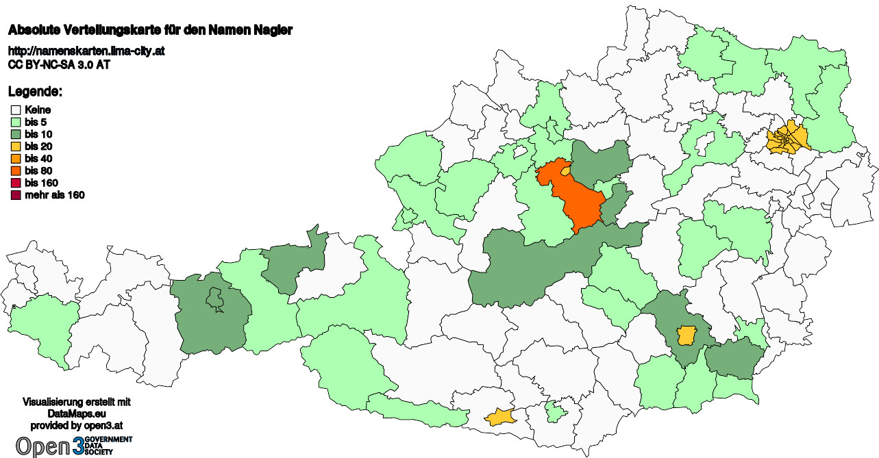Absolute Verteilungskarten Nachnamen Nagler