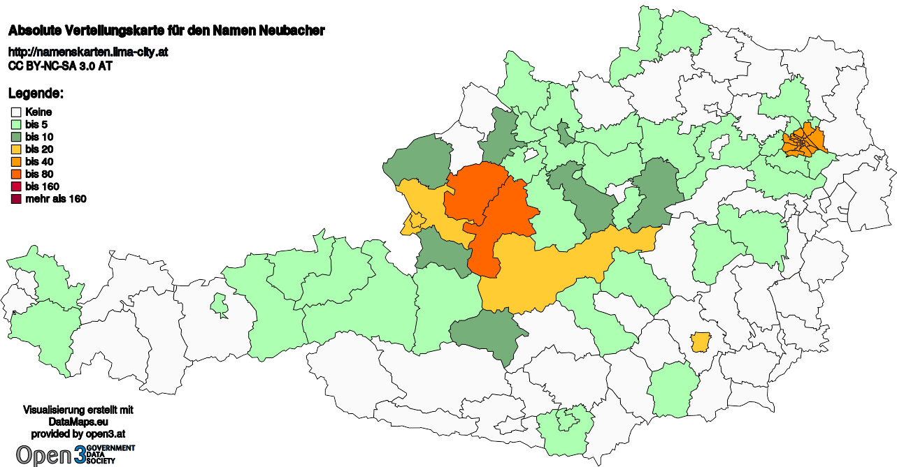 Absolute Verteilungskarten Nachnamen Neubacher