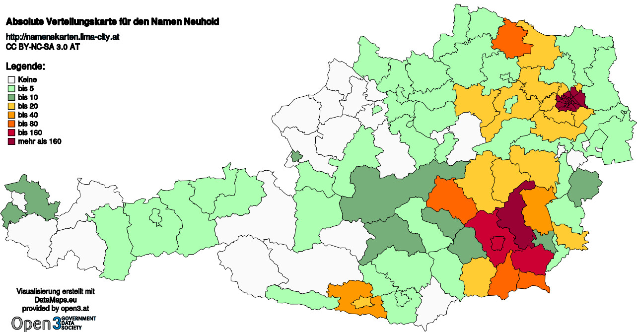 Absolute Verteilungskarten Nachnamen Neuhold