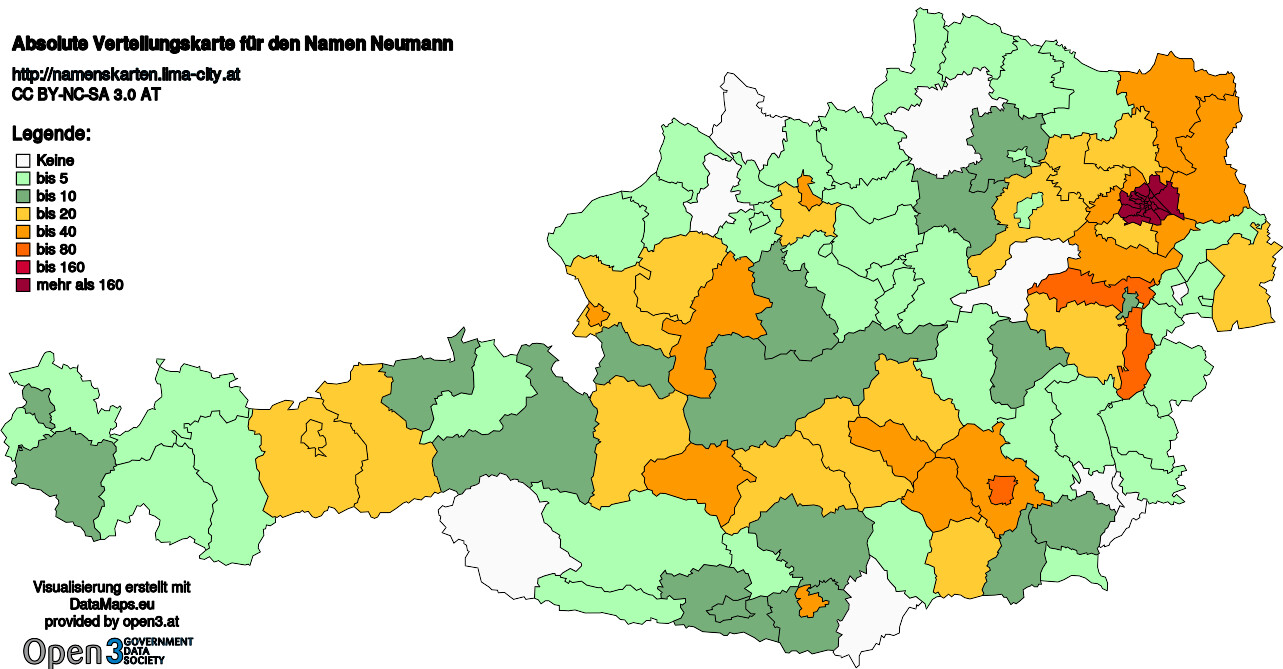 Absolute Verteilungskarten Nachnamen Neumann