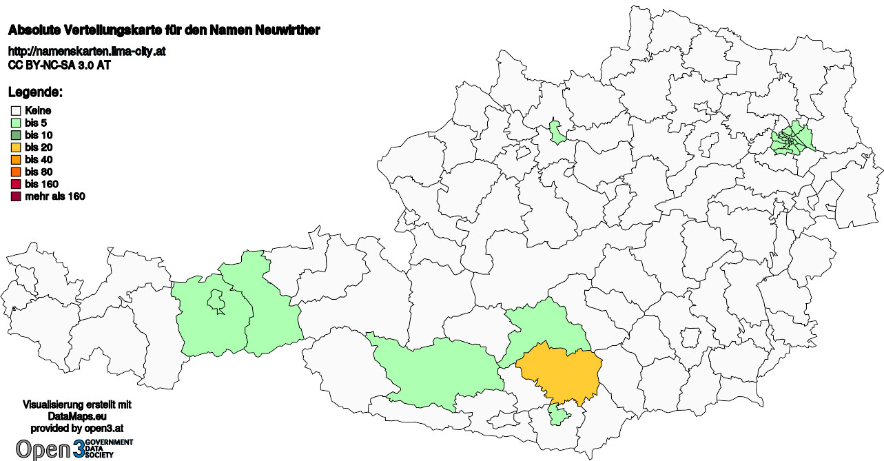 Absolute Verteilungskarten Nachnamen Neuwirther