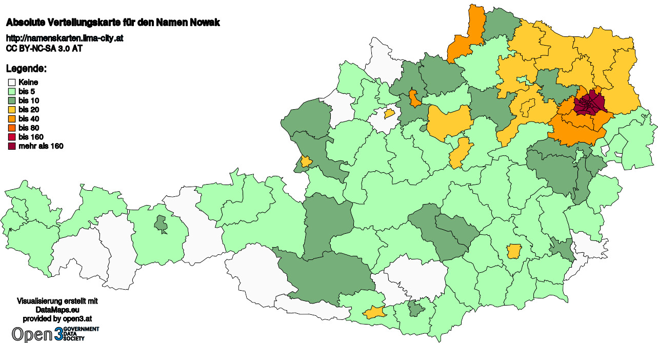 Absolute Verteilungskarten Nachnamen Nowak