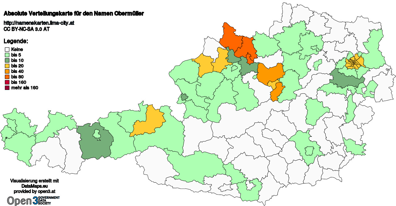 Absolute Verteilungskarten Nachnamen Obermüller