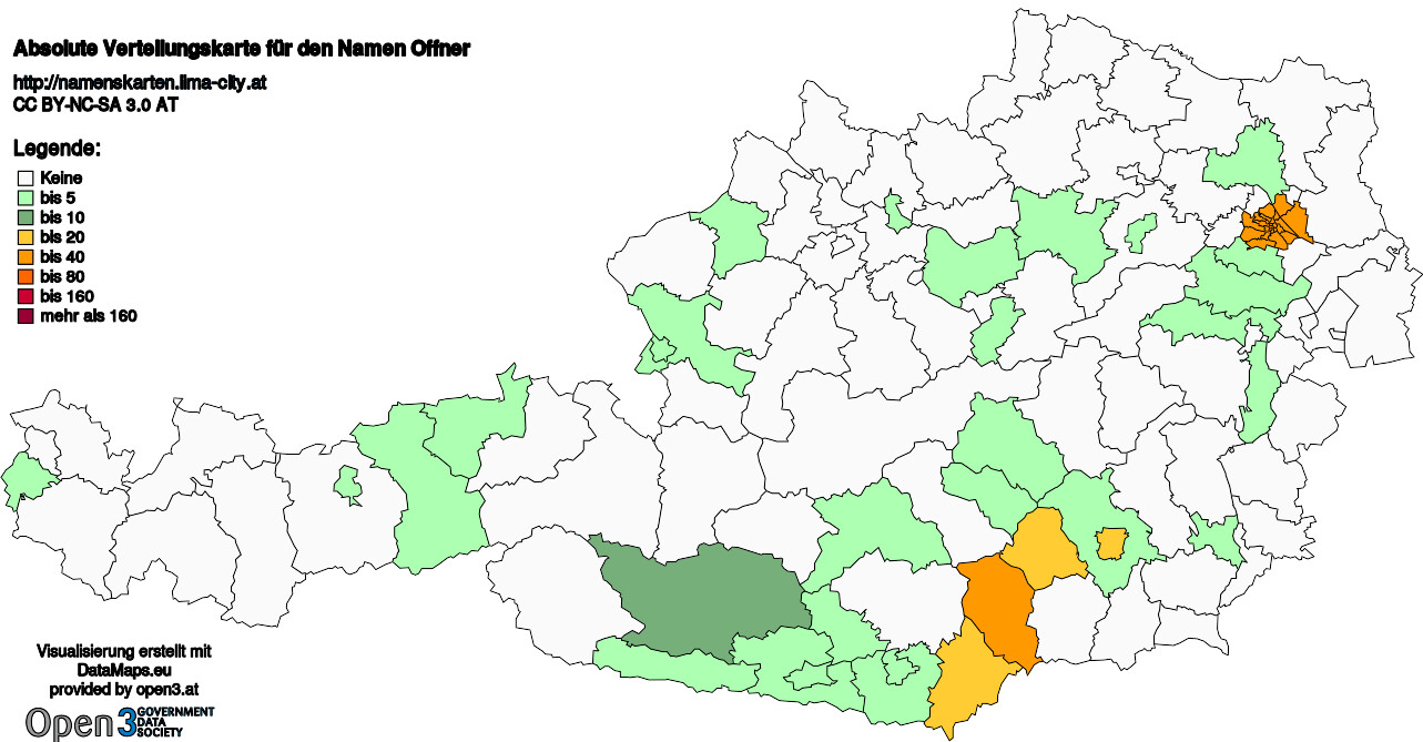 Absolute Verteilungskarten Nachnamen Offner