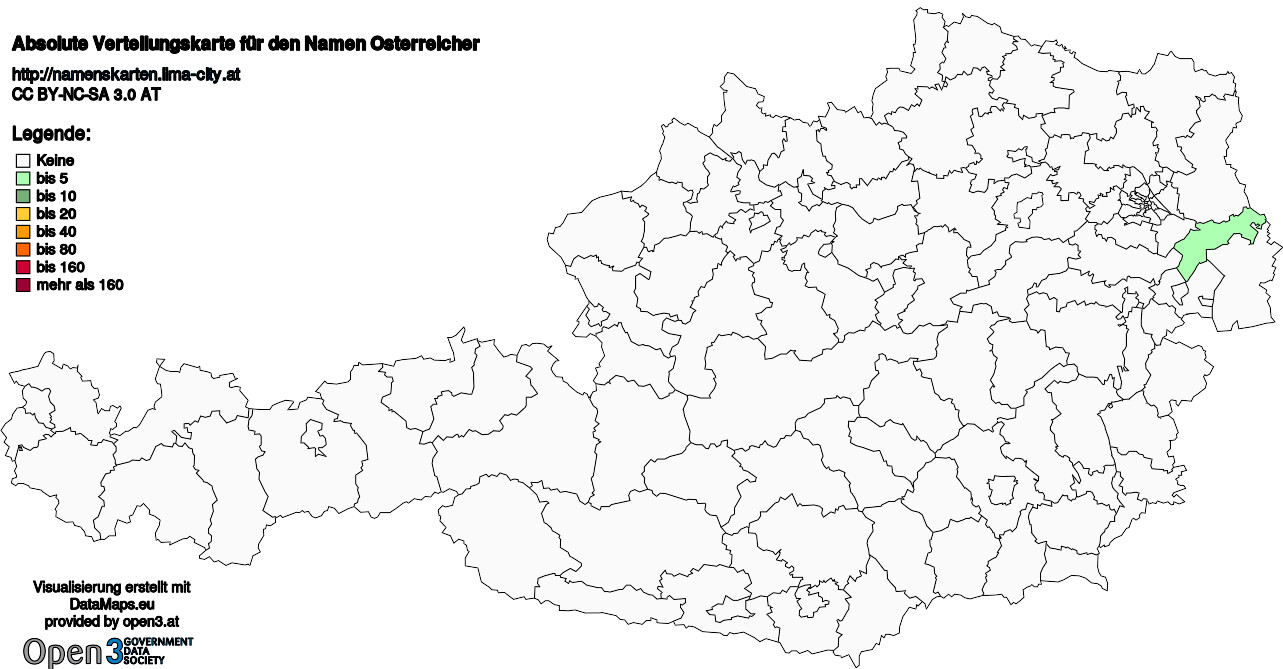 Absolute Verteilungskarten Nachnamen Osterreicher