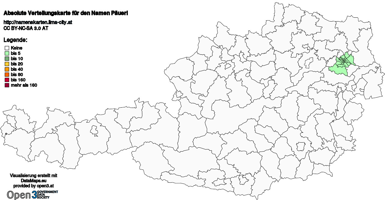 Absolute Verteilungskarten Nachnamen Päuerl