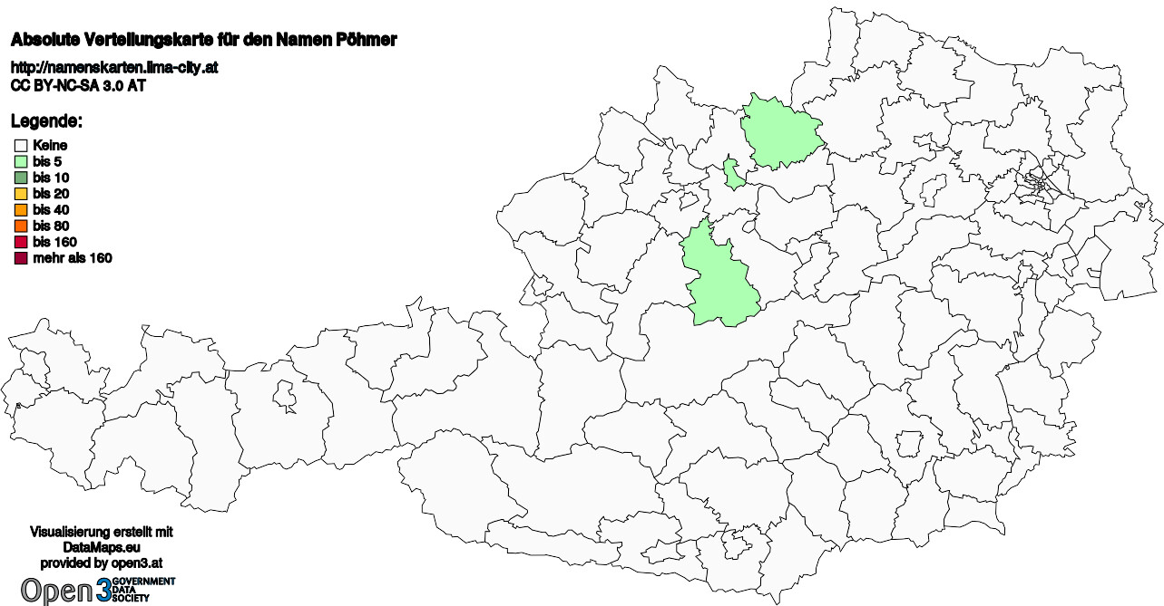 Absolute Verteilungskarten Nachnamen Pöhmer