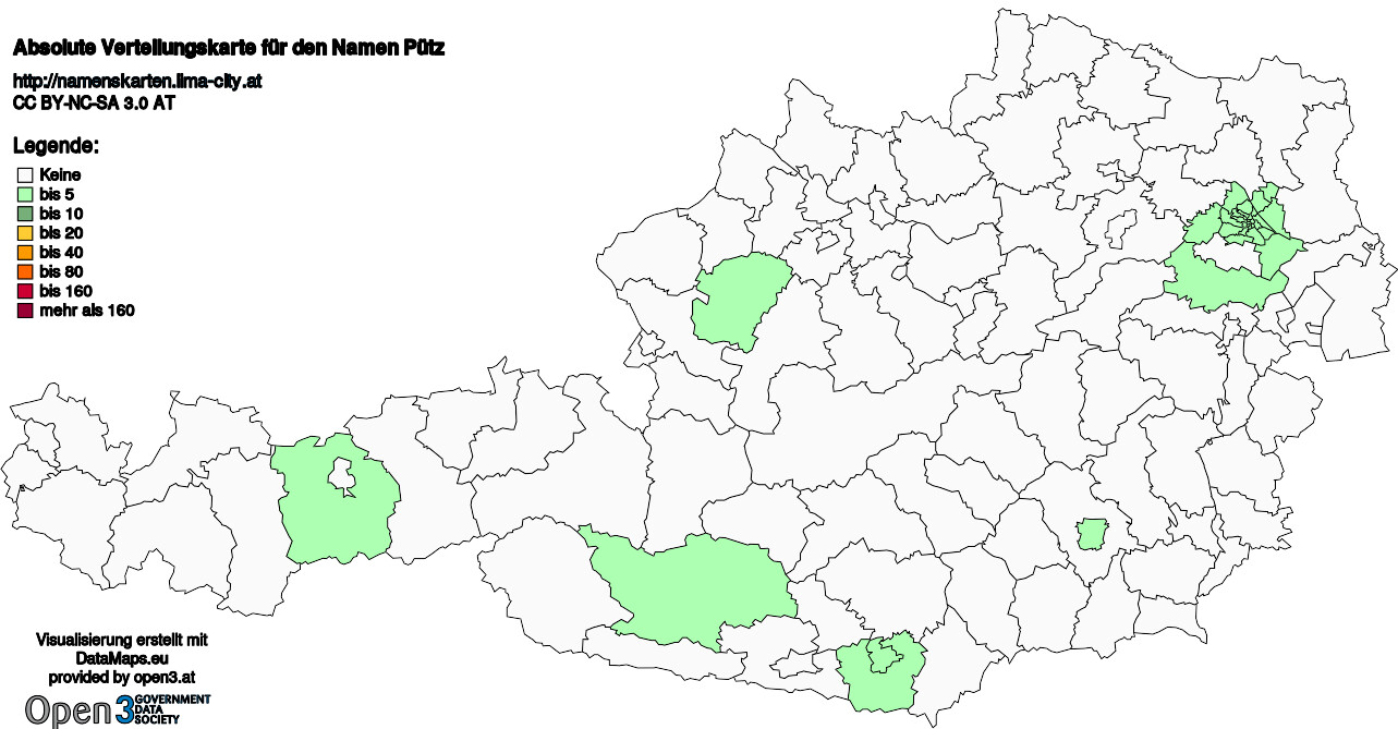 Absolute Verteilungskarten Nachnamen Pütz