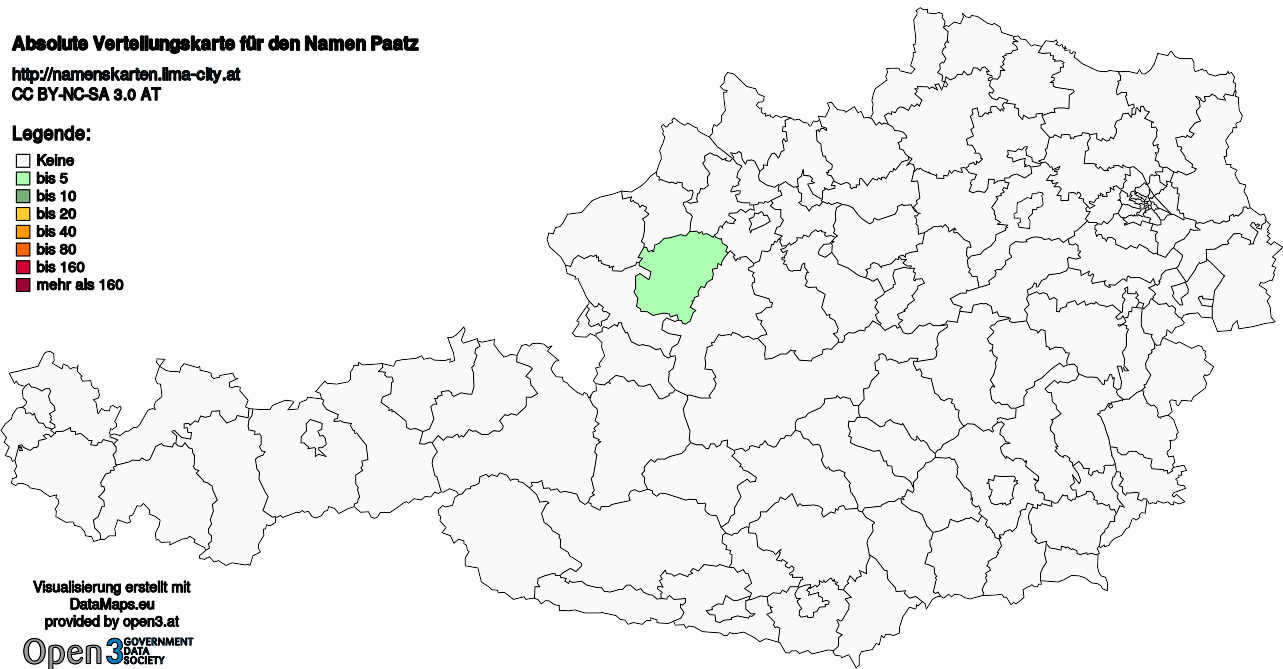 Absolute Verteilungskarten Nachnamen Paatz