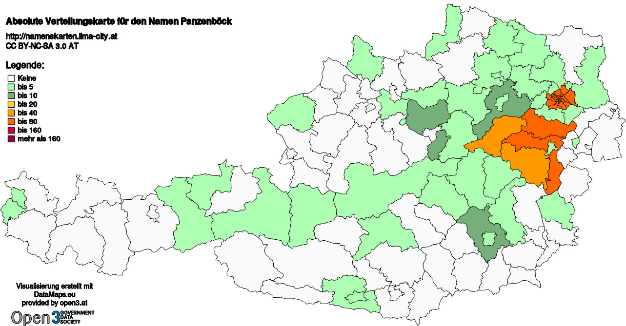 Absolute Verteilungskarten Nachnamen Panzenböck
