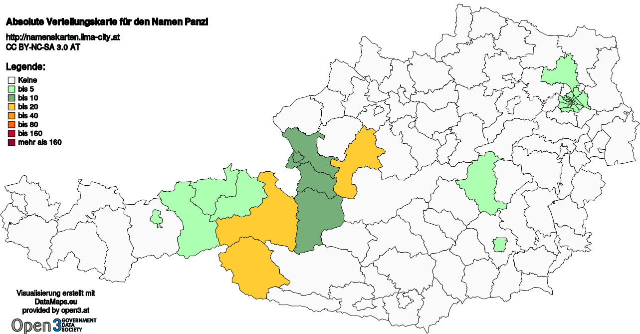 Absolute Verteilungskarten Nachnamen Panzl