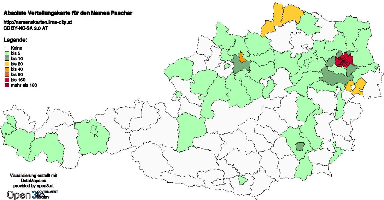 Absolute Verteilungskarten Nachnamen Pascher