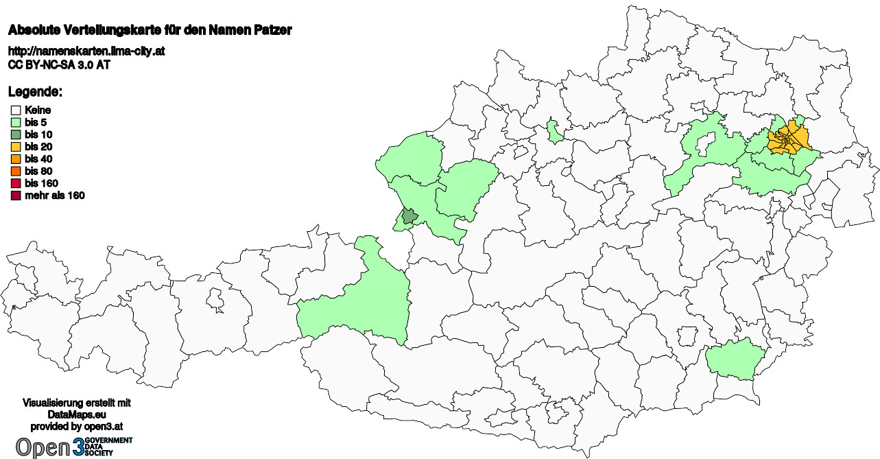 Absolute Verteilungskarten Nachnamen Patzer