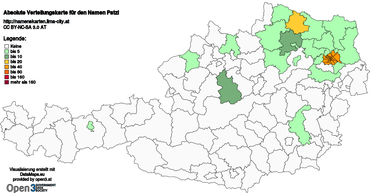 Absolute Verteilungskarten Nachnamen Patzl