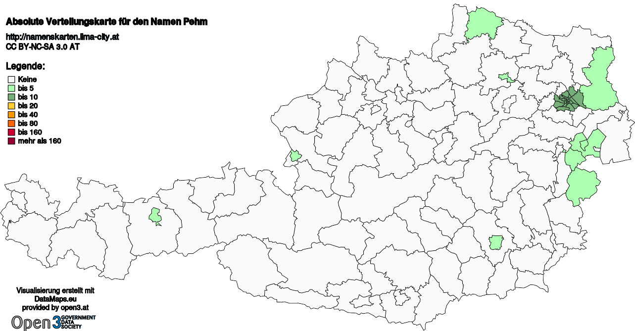 Absolute Verteilungskarten Nachnamen Pehm