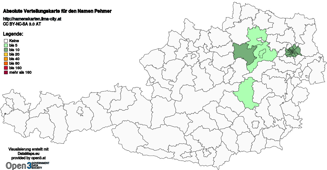 Absolute Verteilungskarten Nachnamen Pehmer