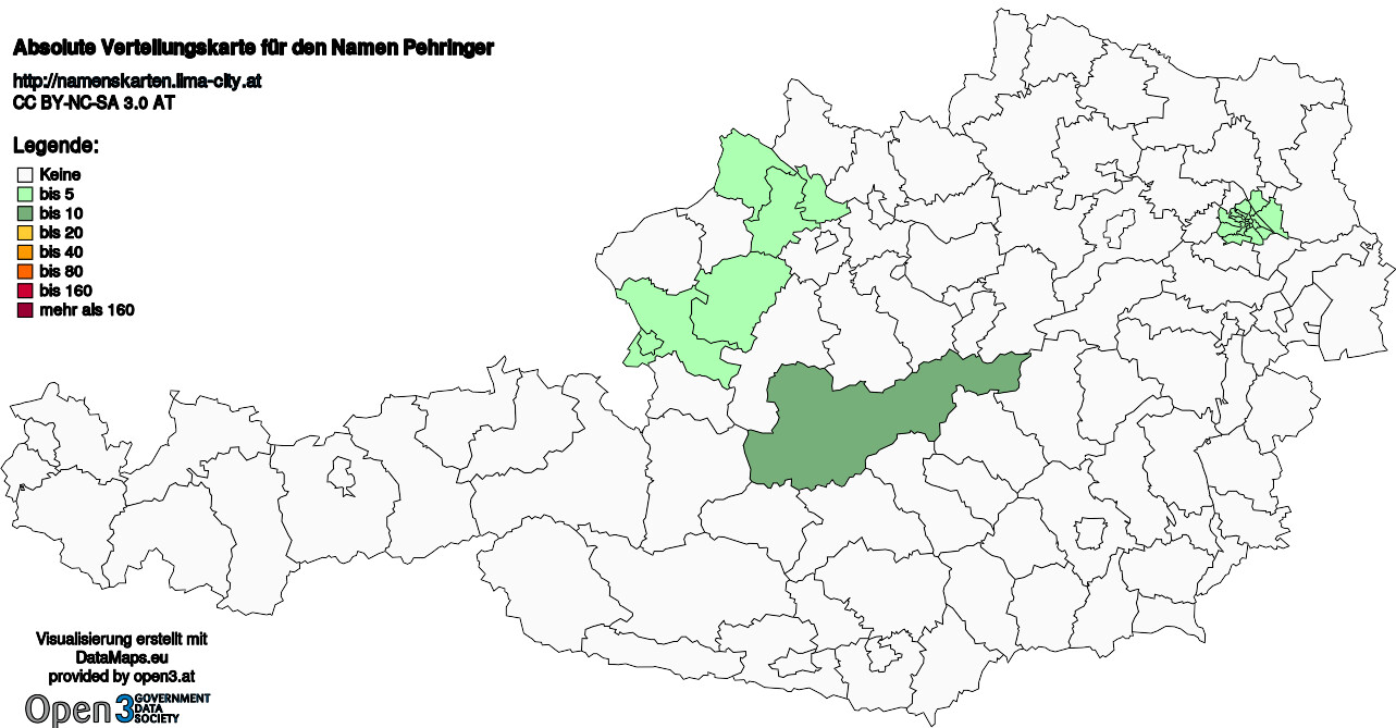 Absolute Verteilungskarten Nachnamen Pehringer