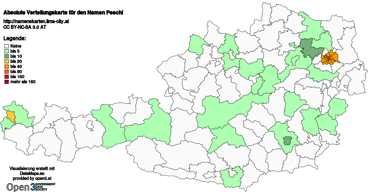 Absolute Verteilungskarten Nachnamen Peschl