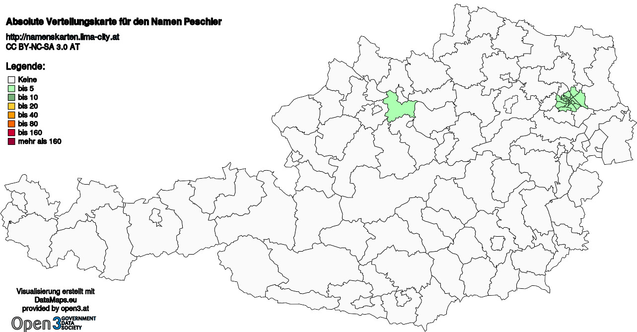 Absolute Verteilungskarten Nachnamen Peschler
