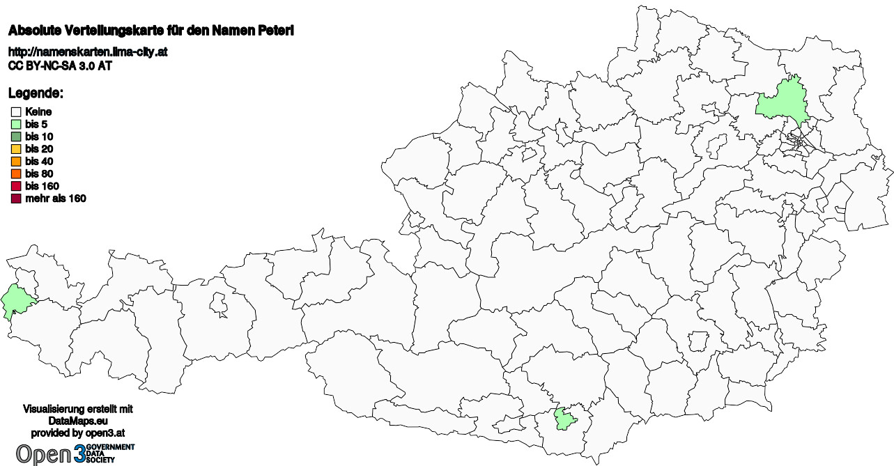 Absolute Verteilungskarten Nachnamen Peterl