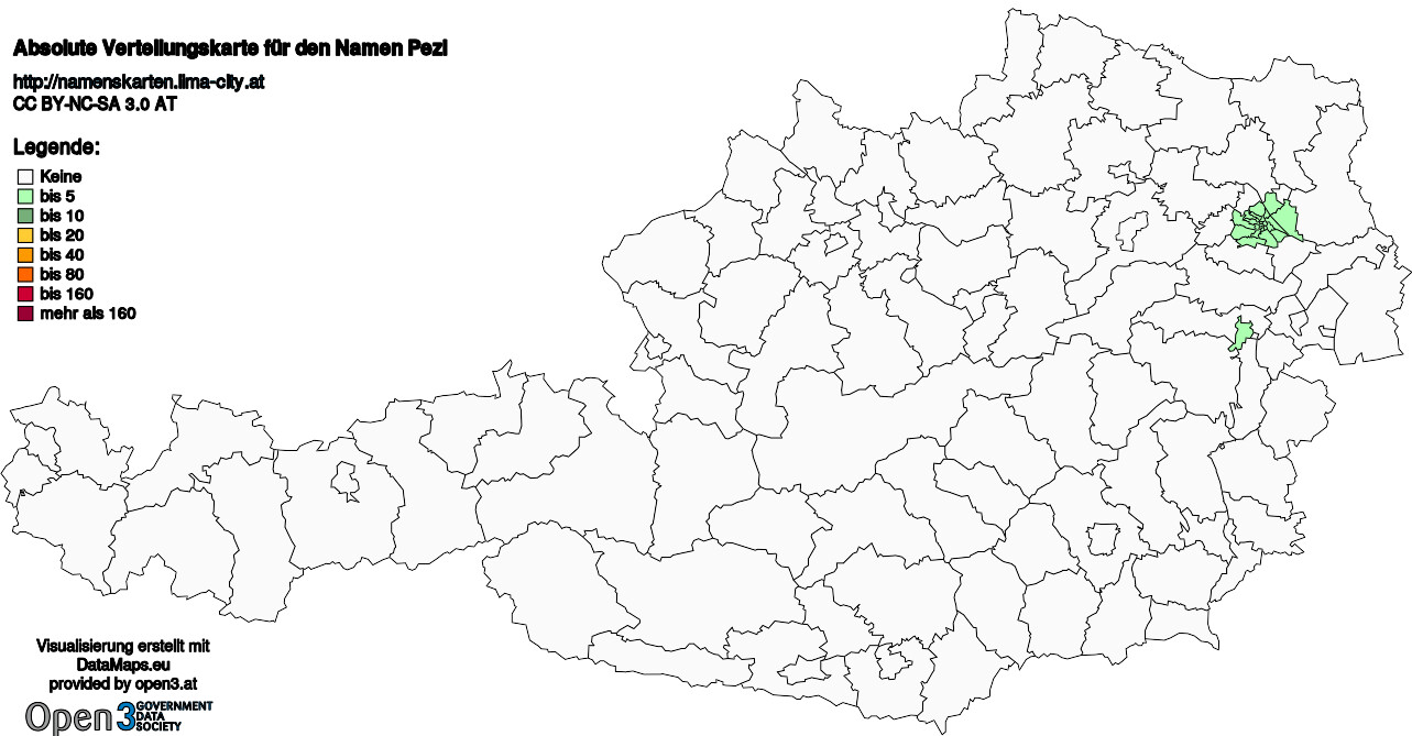 Absolute Verteilungskarten Nachnamen Pezl
