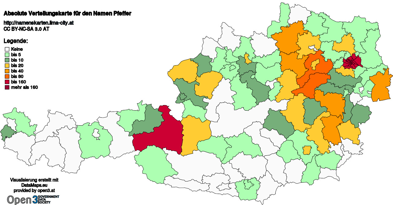 Absolute Verteilungskarten Nachnamen Pfeffer