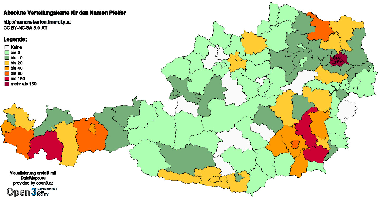 Absolute Verteilungskarten Nachnamen Pfeifer