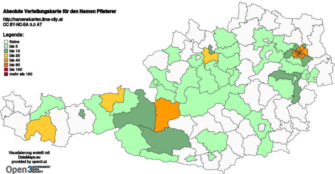 Absolute Verteilungskarten Nachnamen Pfisterer