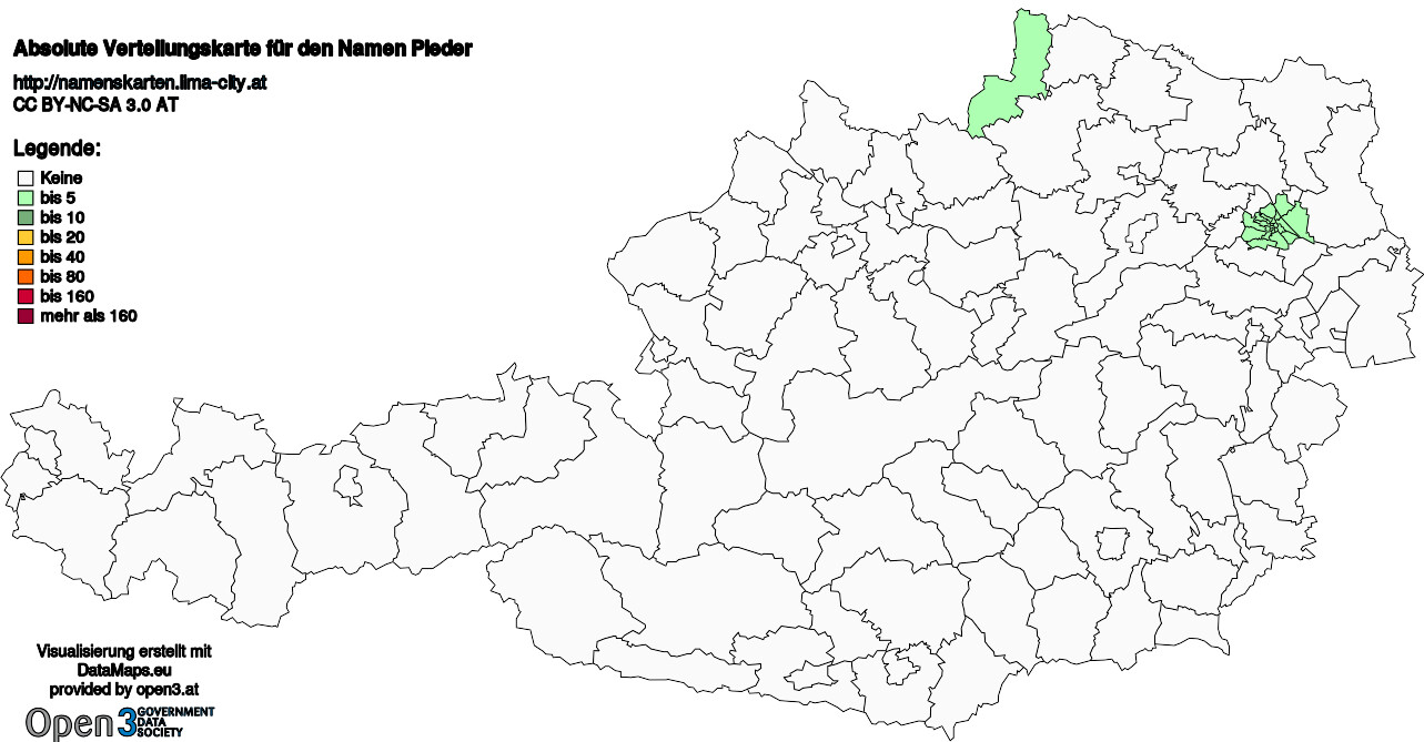 Absolute Verteilungskarten Nachnamen Pieder