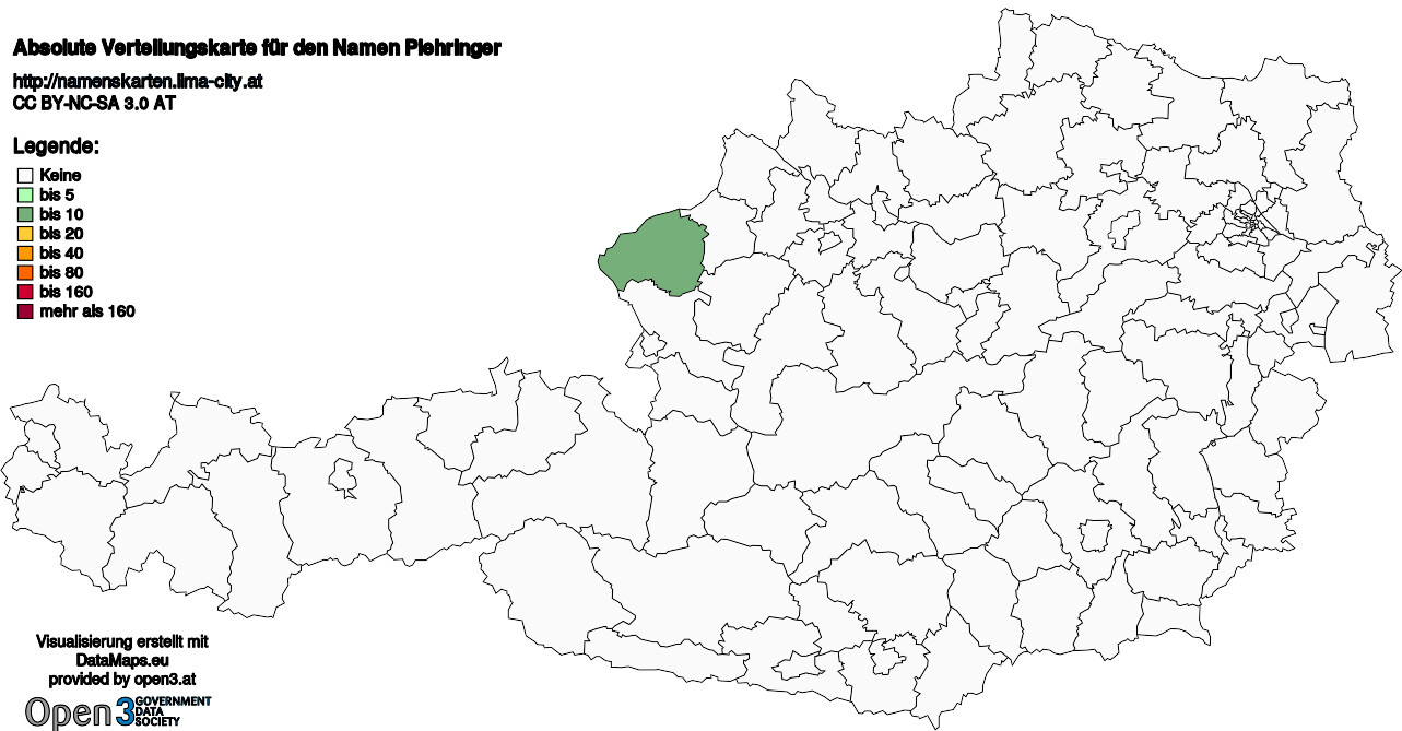 Absolute Verteilungskarten Nachnamen Piehringer