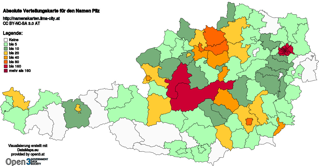 Absolute Verteilungskarten Nachnamen Pilz