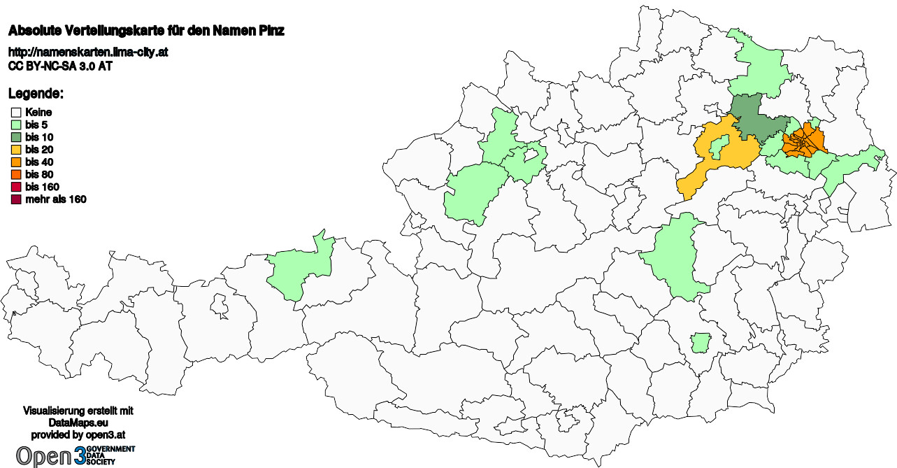 Absolute Verteilungskarten Nachnamen Pinz