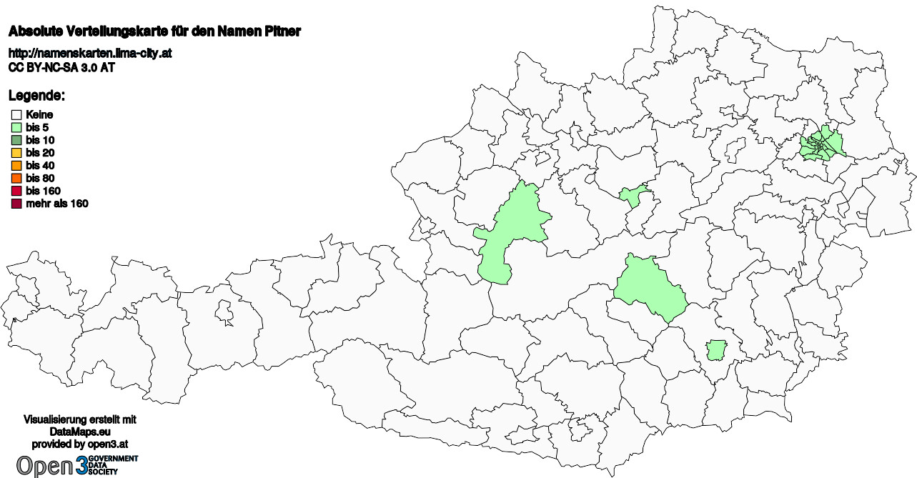 Absolute Verteilungskarten Nachnamen Pitner