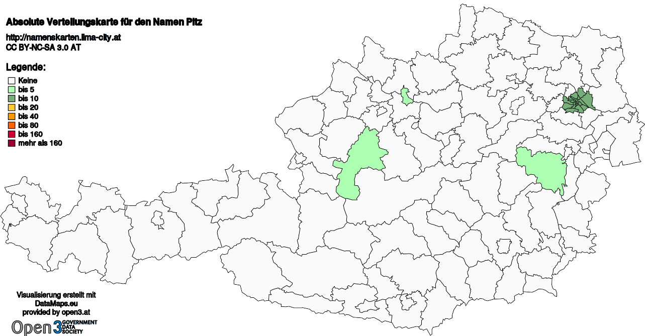 Absolute Verteilungskarten Nachnamen Pitz