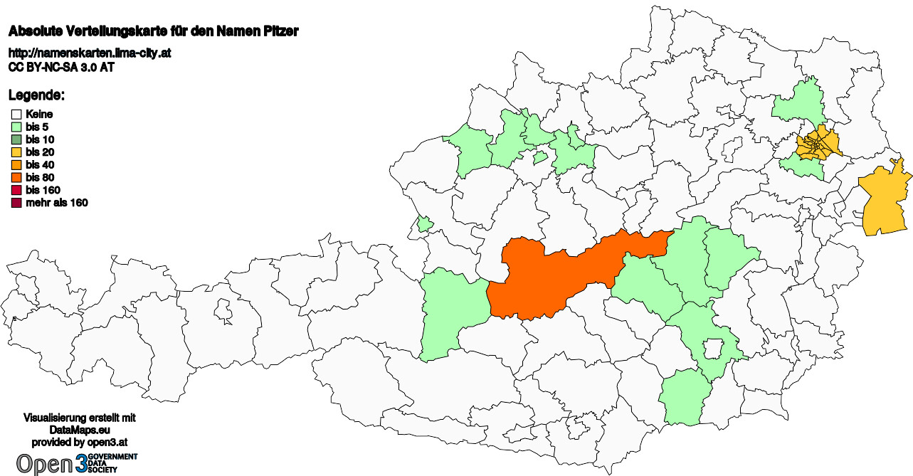 Absolute Verteilungskarten Nachnamen Pitzer