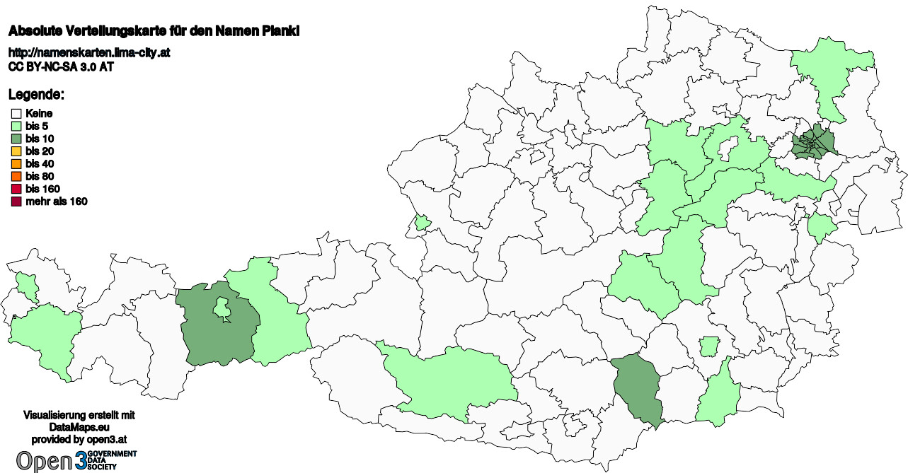 Absolute Verteilungskarten Nachnamen Plankl