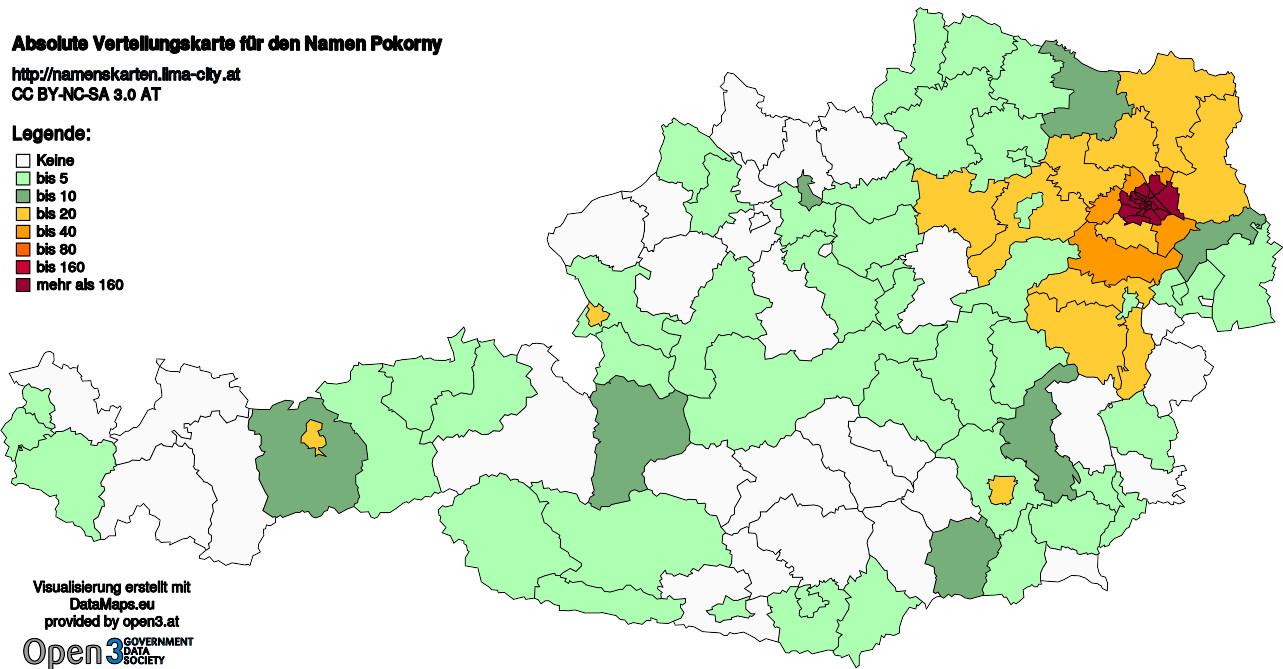 Absolute Verteilungskarten Nachnamen Pokorny
