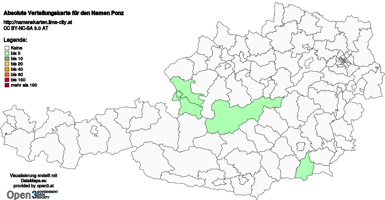 Absolute Verteilungskarten Nachnamen Ponz