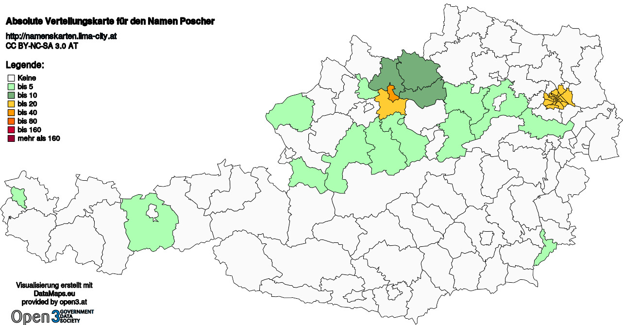 Absolute Verteilungskarten Nachnamen Poscher