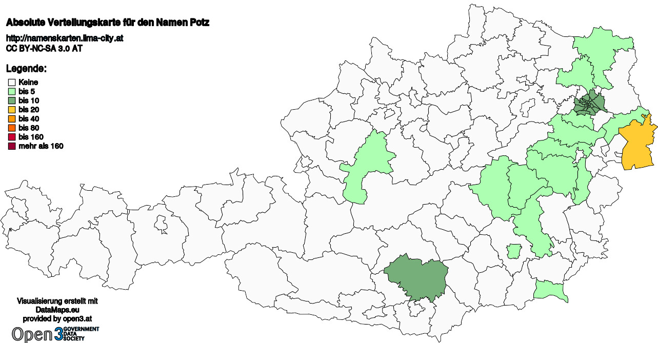 Absolute Verteilungskarten Nachnamen Potz