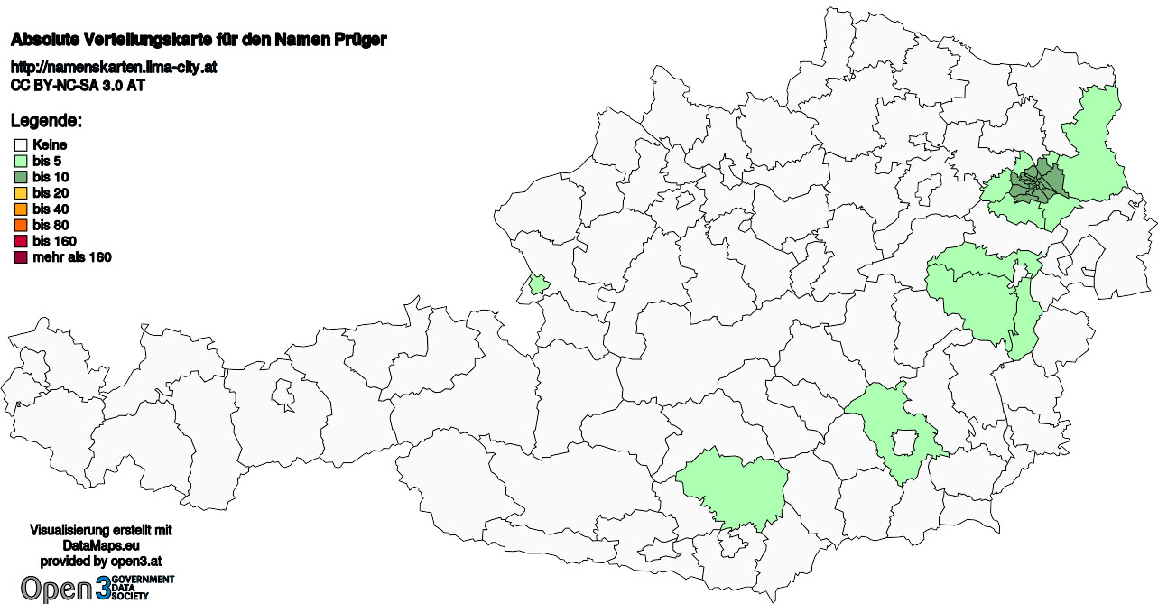 Absolute Verteilungskarten Nachnamen Prüger