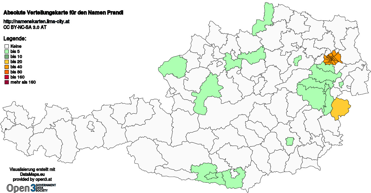 Absolute Verteilungskarten Nachnamen Prandl