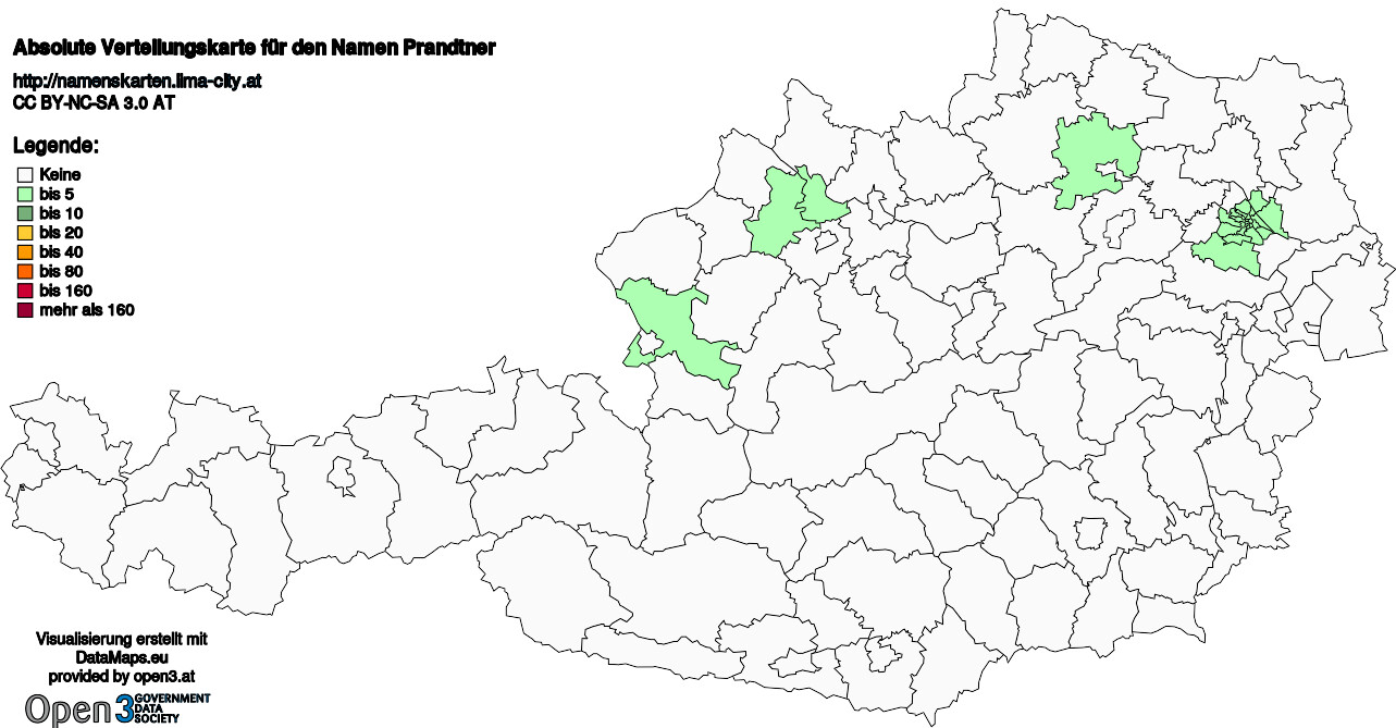 Absolute Verteilungskarten Nachnamen Prandtner