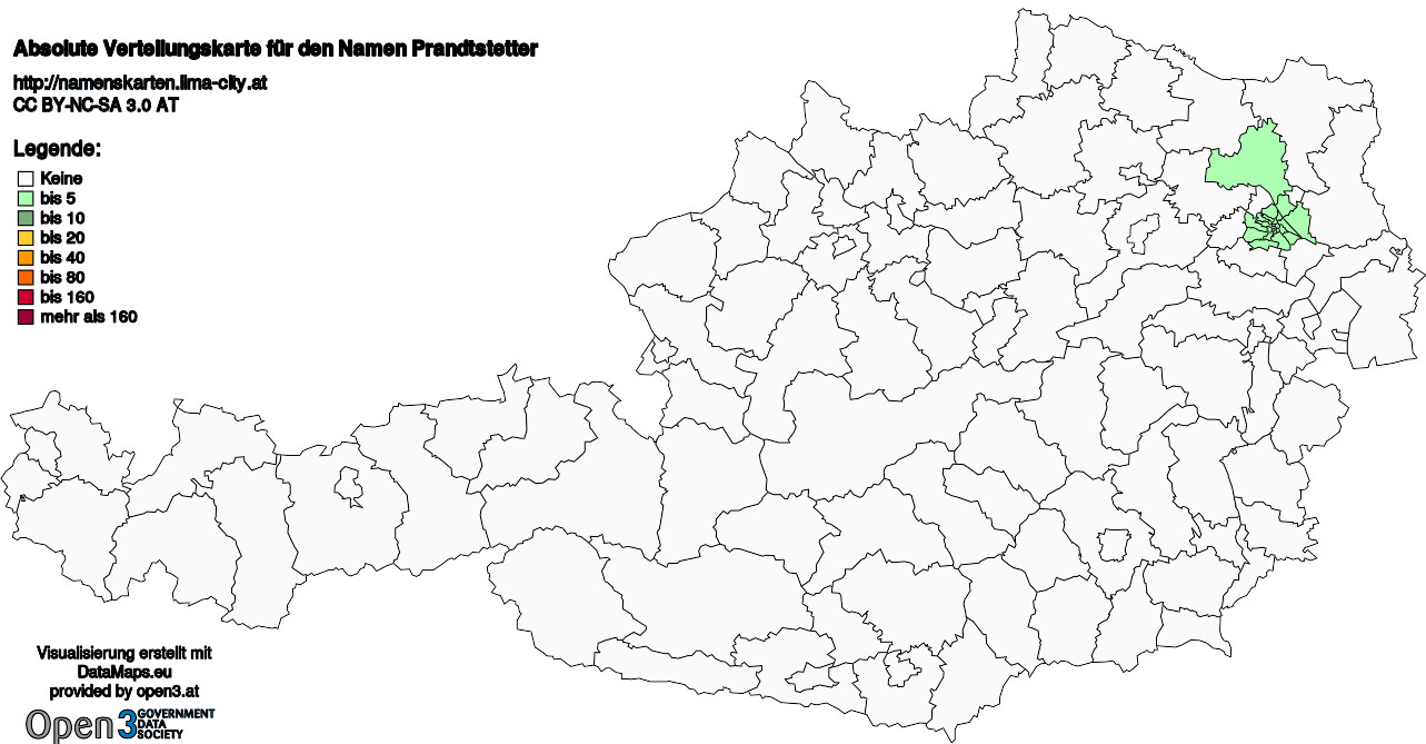 Absolute Verteilungskarten Nachnamen Prandtstetter