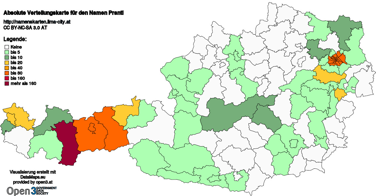 Absolute Verteilungskarten Nachnamen Prantl