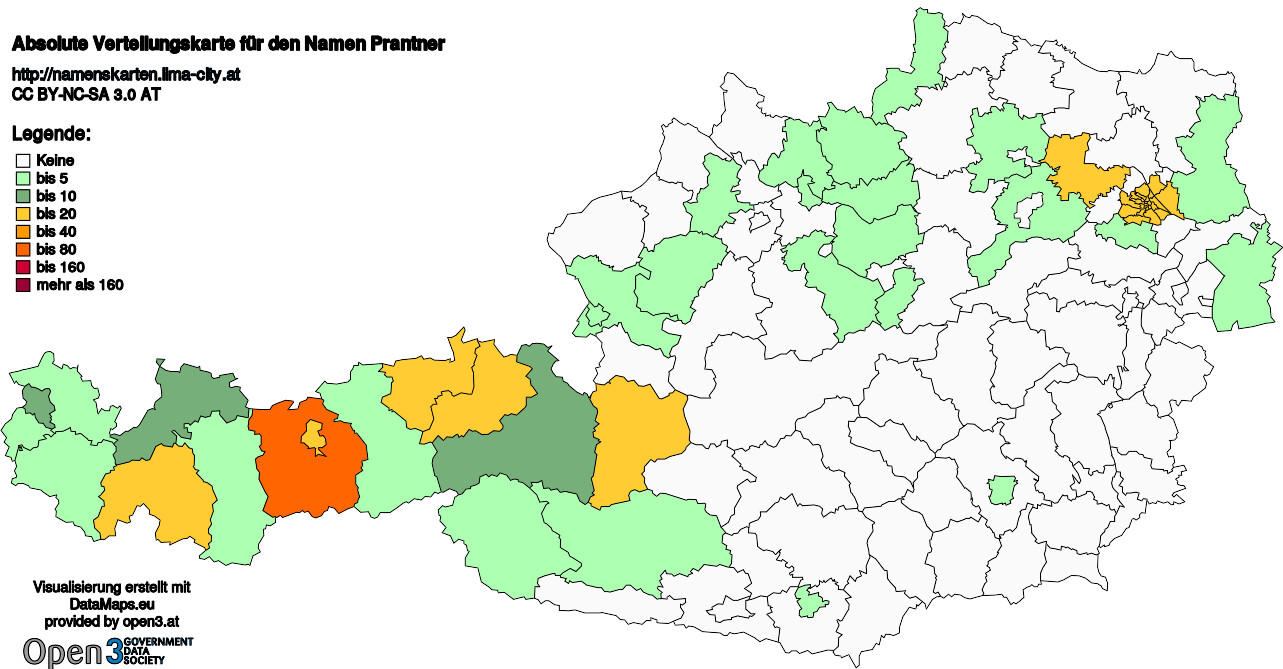 Absolute Verteilungskarten Nachnamen Prantner